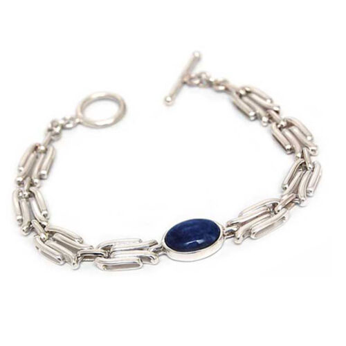 Sterling Silver Cartier Link Cabochon Bracelet