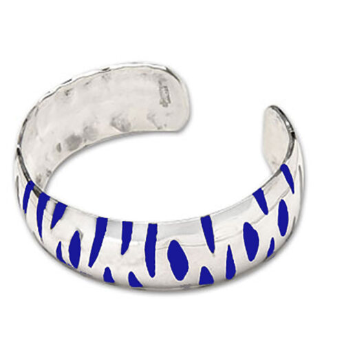 Sterling Silver and Lapis Lazuli Zebra Cuff Bracelet