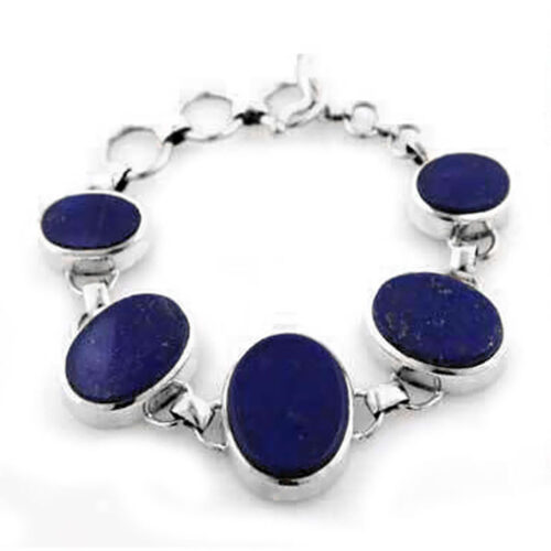 Sterling Silver and Lapis Lazuli Florence Cabochons Toggle Bracelet