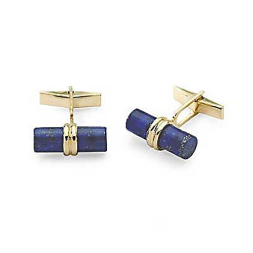 18K Gold and Lapis Lazuli Bar Cuff links