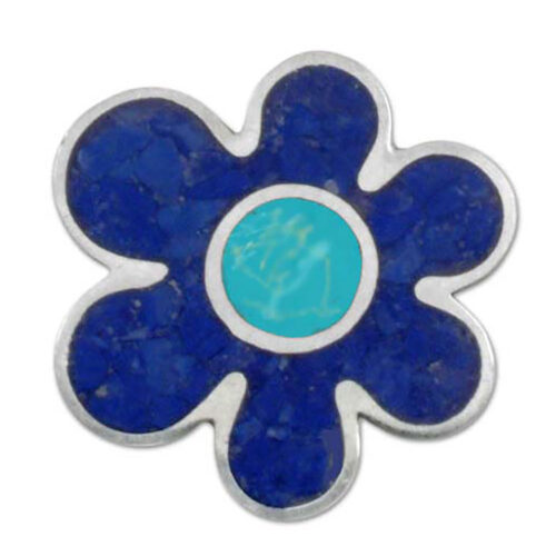 Sterling Silver, Lapis Lazuli and Turquoise Convertible Flower Pendant- Brooch