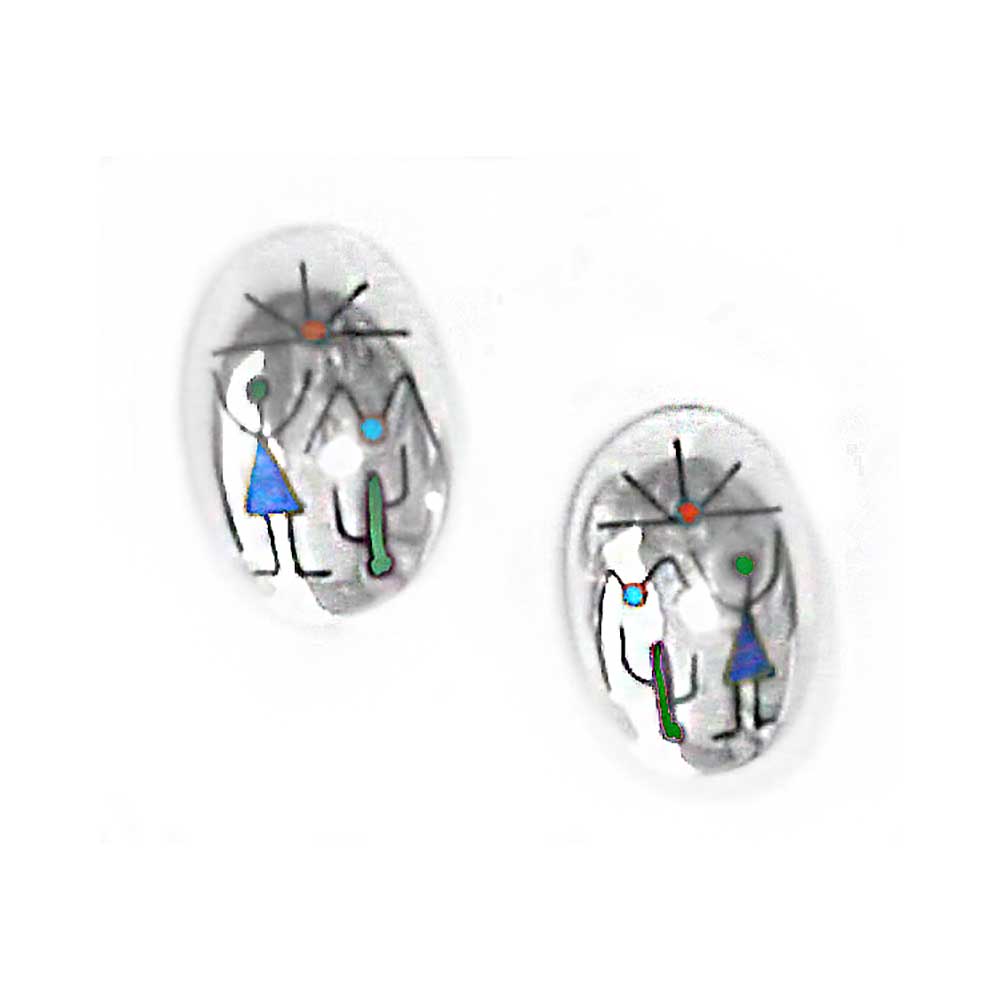 Sterling Silver Oval Post or Clip Diaguitas Earrings
