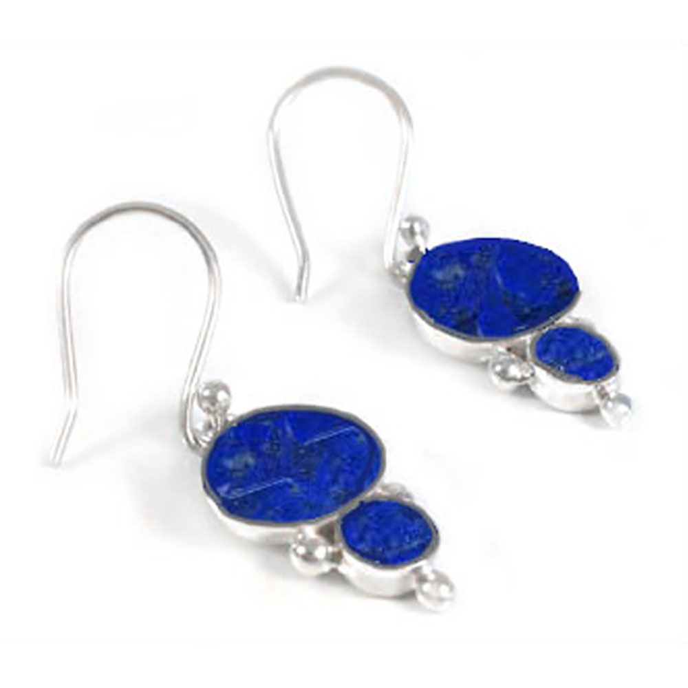 Lapis Lazuli and Sterling Silver Mod Earrings - Image 2