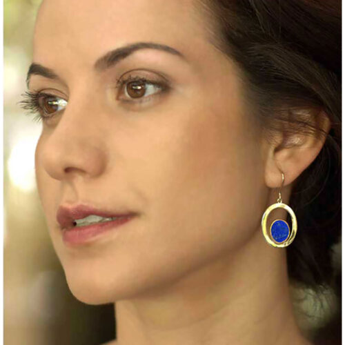18K Gold and Lapis Lazuli Hanging Earrings
