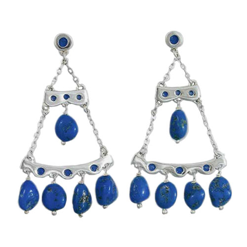Sterling Silver and Lapis Lazuli Enchanted Drops Chandelier Hanging Earrings