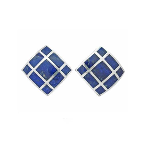 Sterling Silver and Lapis Lazuli Art Deco Square Earrings