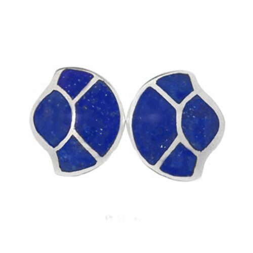 Sterling Silver and Lapis Lazuli Art Deco Fan Earrings