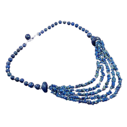 Sterling Silver and Lapis Lazuli Beaded Cascade Necklace