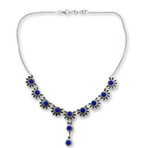 Sterling Silver and Lapis Lazuli Daisy Semi-Collar