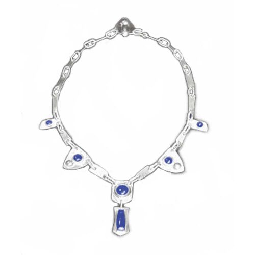 Hammered Sterling Silver and Lapis Lazuli Necklace