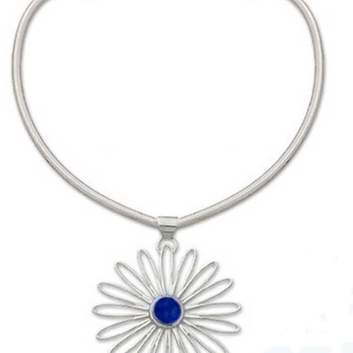 Sterling Silver and Lapis Lazuli Loves Me, Loves Me Not Necklace