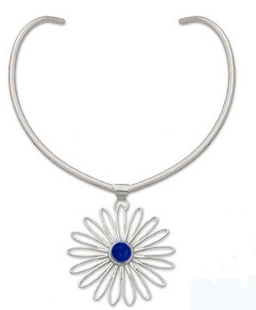 Sterling Silver and Lapis Lazuli Loves Me, Loves Me Not Necklace