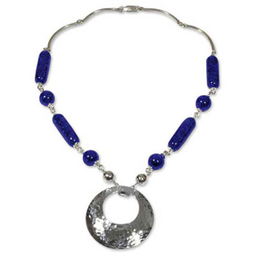 Mixed Beads Lapis Lazuli Shield Necklace