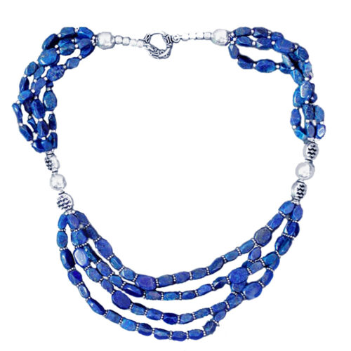 Lapis Lazuli Denim Bead Necklace