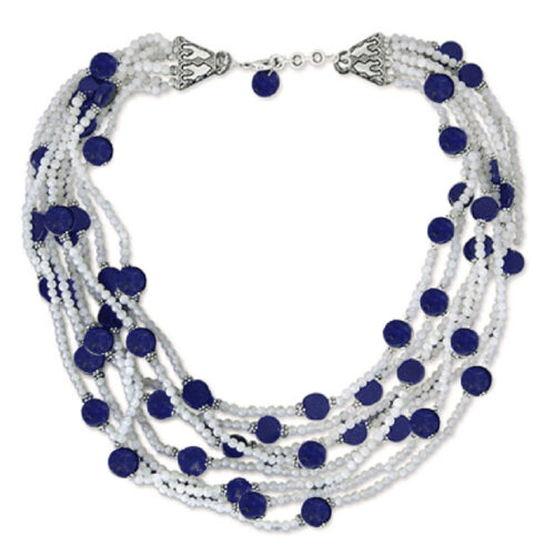 Water Pearl and Lapis Lazuli Beads Necklace