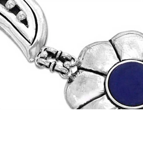 Flower Lapis Lazuli and Sterling Silver Necklace
