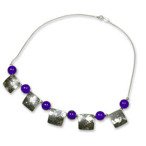 Sterling Silver and Lapis Lazuli Beads Shields Necklace