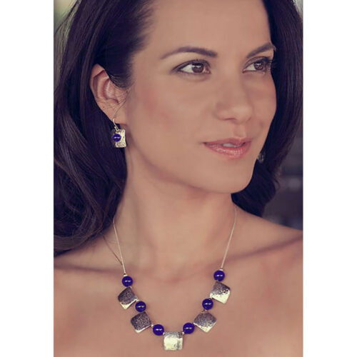 Sterling Silver and Lapis Lazuli Beads Shields Necklace