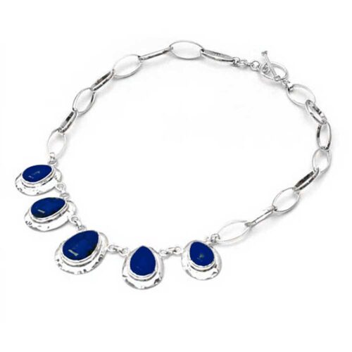 Sterling Silver and Lapis Lazuli Mayan Tear Toggle Necklace