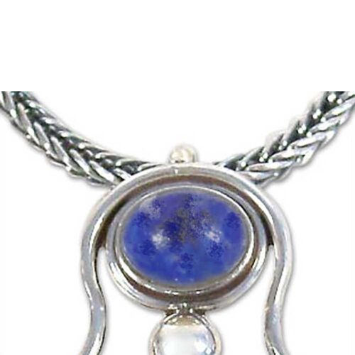 Sterling Silver and Lapis Lazuli Egyptian Pendant with Chain