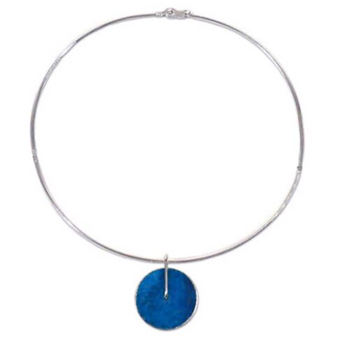 Sterling Silver and Lapis Lazuli Disc Necklace