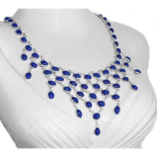 Sterling Silver and Lapis Lazuli Waterfall Necklace