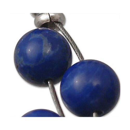 Double Tier Sterling Silver and 6 mm Lapis Lazuli Beads Necklace