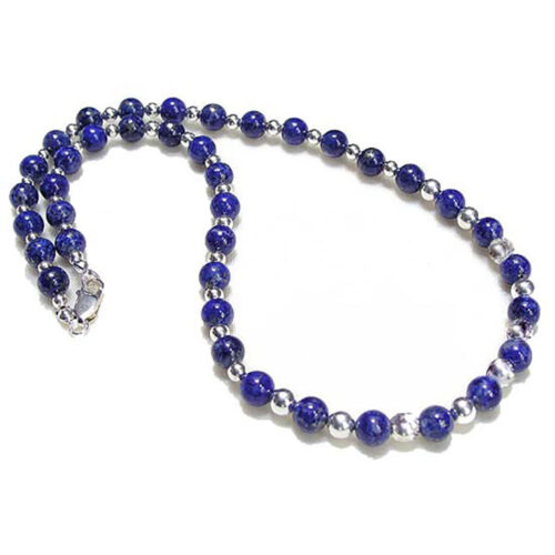 Sterling Silver and Lapis Lazuli Beads Necklace