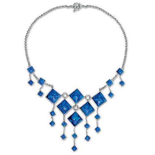 Sterling Silver and Lapis Lazuli Toggle Cascade Necklace
