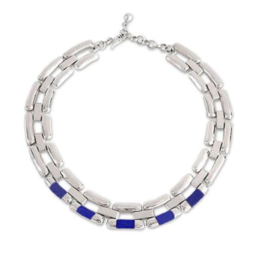 Sterling Silver and Lapis Lazuli Cartier Link Necklace