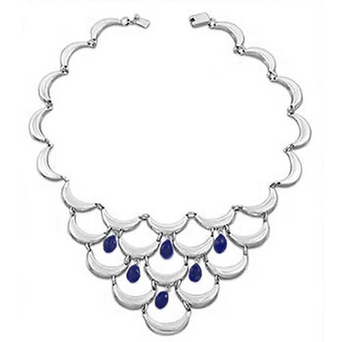 Lapis Lazuli and Sterling Silver Waves Necklace