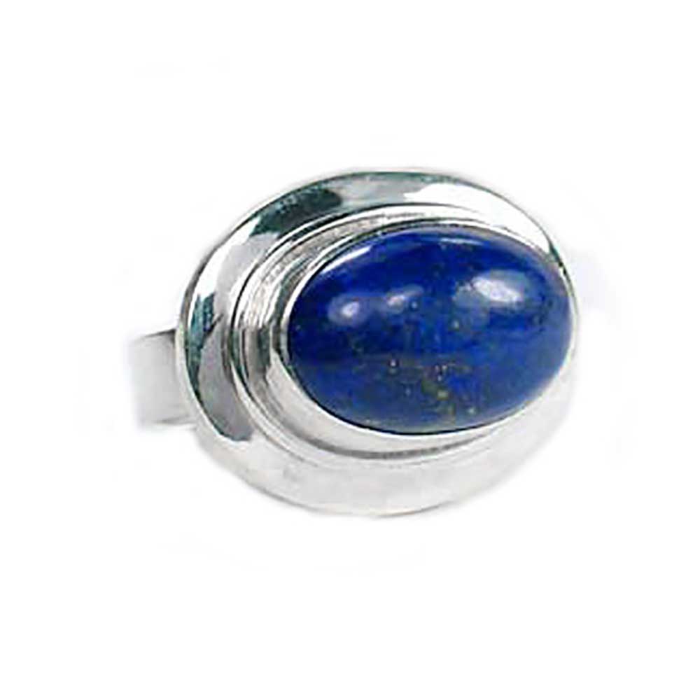 Oversized Sterling Silver and Oval Lapis Lazuli Cabochon Ring