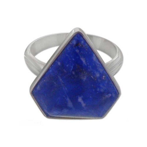Lapis Lazuli and Sterling Silver Large Triangular Ring
