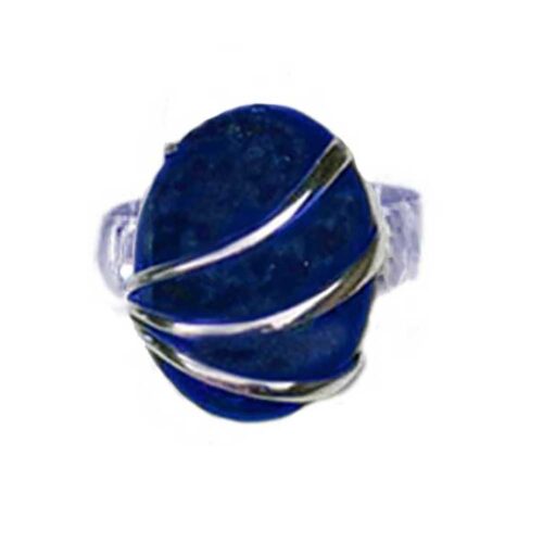 Sterling Silver and Lapis Lazuli Oval Channeling Ring