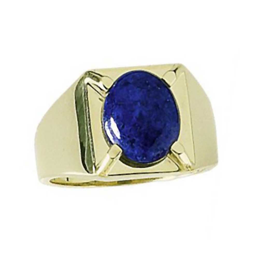 Heavy Chevalier 18K Gold Ring with Lapis Lazuli