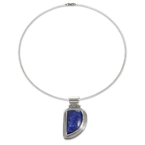 Sterling Silver and Lapis Lazuli Geometric Necklace