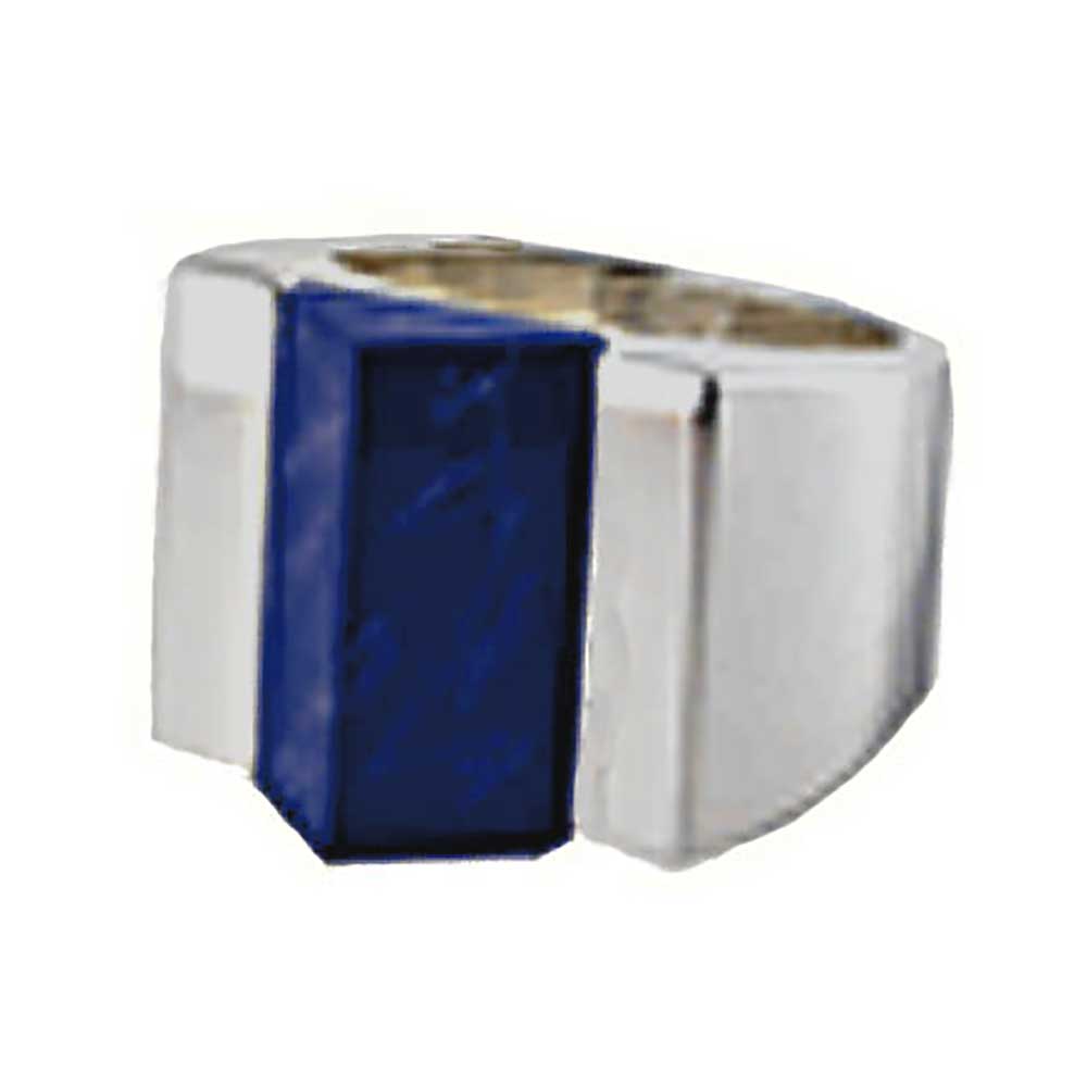 Sterling Silver and Lapis Lazuli Pyramidal Thick Band Ring