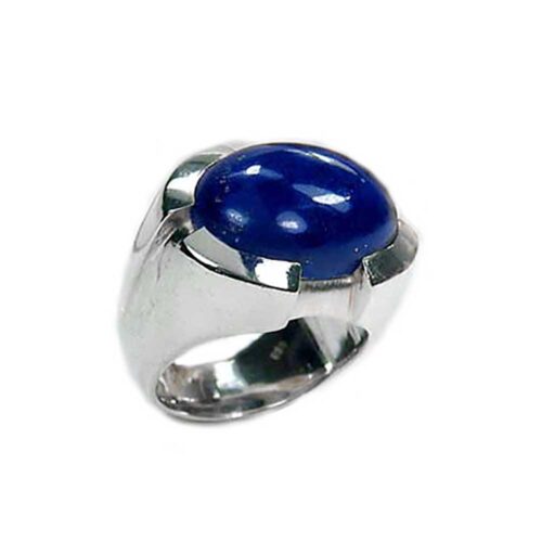 Sterling Silver and Oval Lapis Lazuli Cabochon Ring