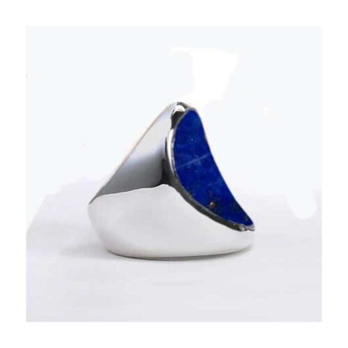 Sterling Silver and Lapis Lazuli Art Deco Solitaire Ring