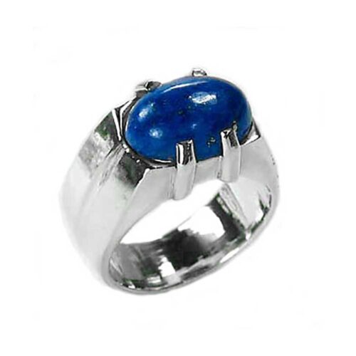 Sterling Silver and Oval Lapis Cabochon Ring