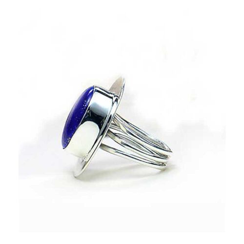 Sterling Silver and Lapis Lazuli Thick Frame Oval Ring