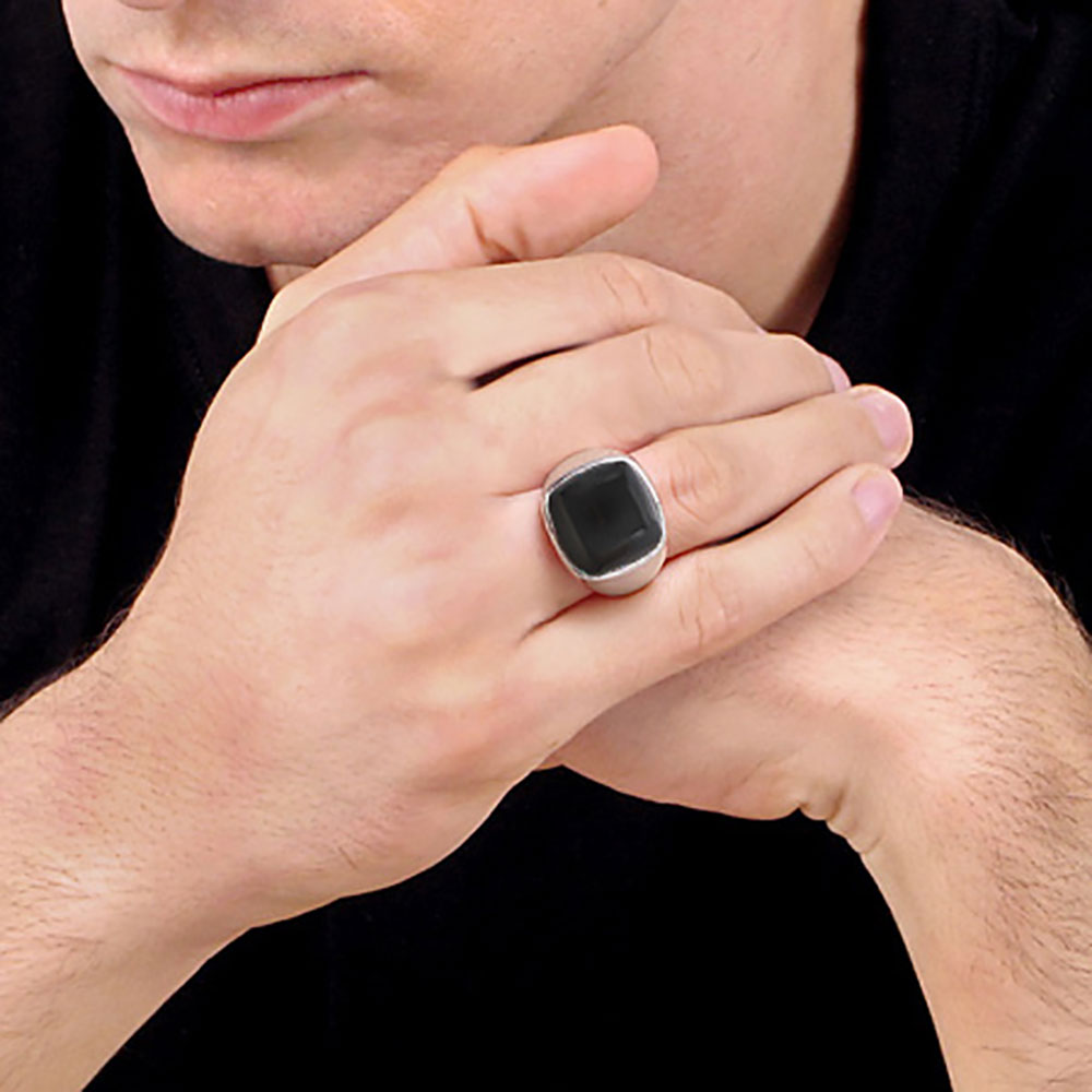 Sterling Silver and Lapis Lazuli Square Signet Ring - Image 4