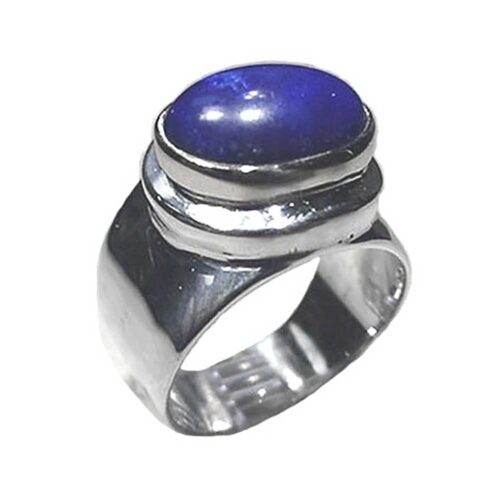 Sterling Silver Round Cabochon Ring with Raised Frame