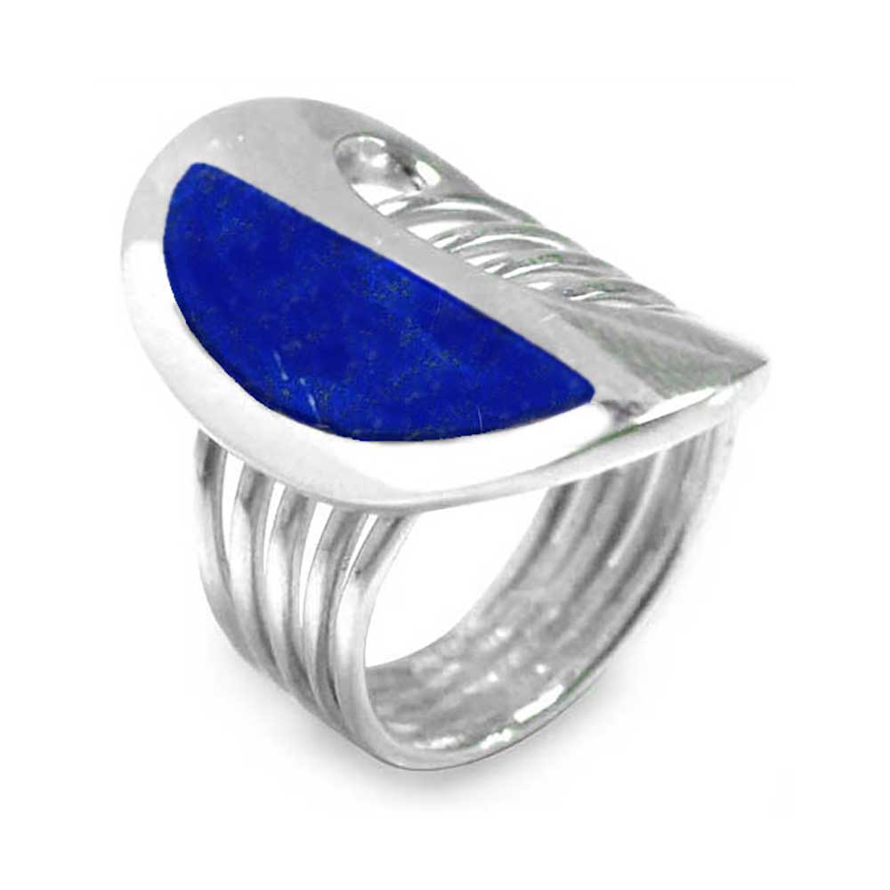 Sterling Silver and Lapis Lazuli Half Moon Cocktail Ring