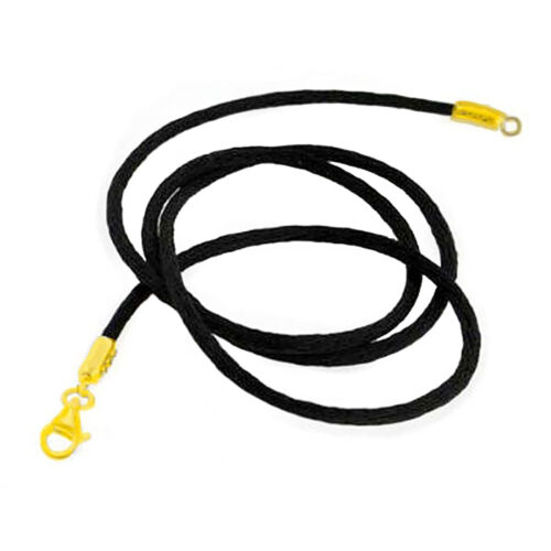 Black Silk Cord Necklace with 14K Gold Closures