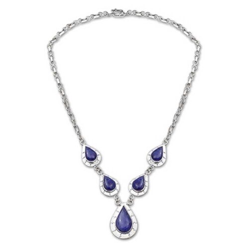Mireya Sterling Silver and Lapis Lazuli Oval Medallion Semi Collar