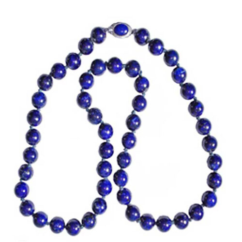 Extra Long Nina 10 mm Lapis Lazuli Bead Necklace, 48 Inches L