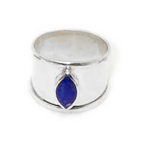 Thick Band Marquise Stone Sterling Silver Ring