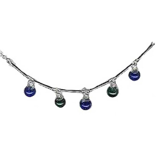 Sterling Silver Chain with Hanging Stone Beads