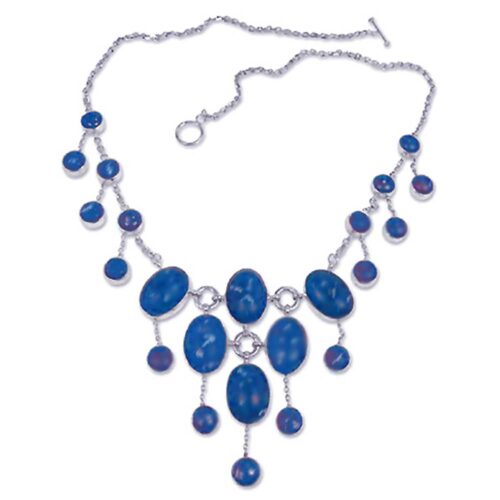 Sterling Silver and Lapis Lazuli Cascading Bib Necklace